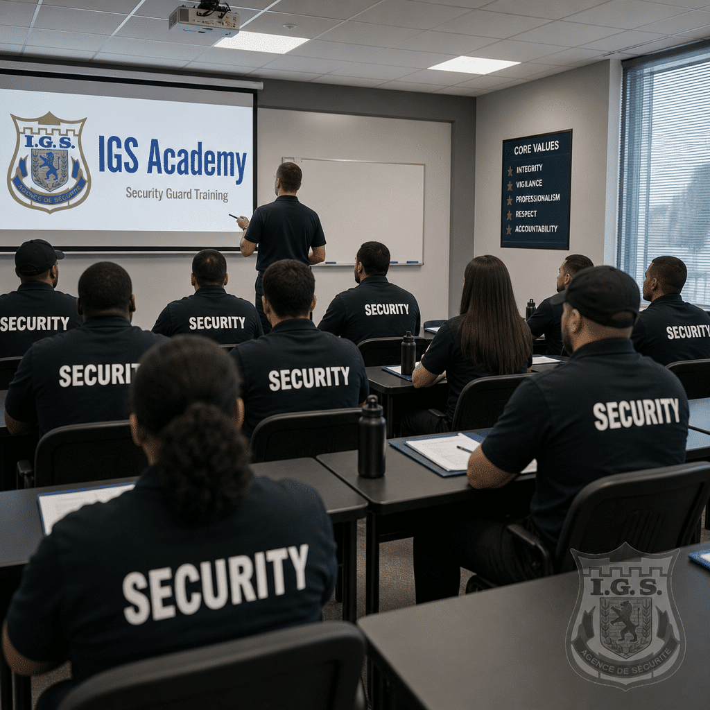 Security guard training classroom at IGS Academy Montreal