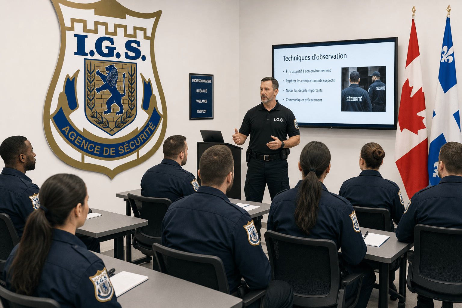 Security guard training classroom in Montreal - BSP course IGS Academy