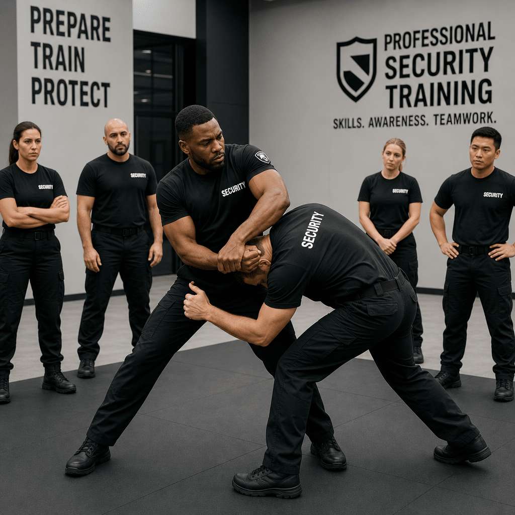 Security professionals in tactical training